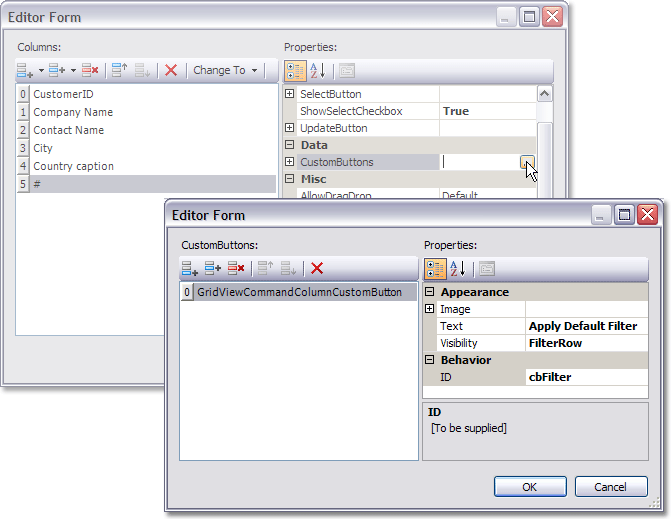 ASPxGridView控件常用示例六：创建自定义的命令按钮