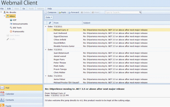 DevExpress ASP.NET & MVC在线演示（Demo） Webmail客户端