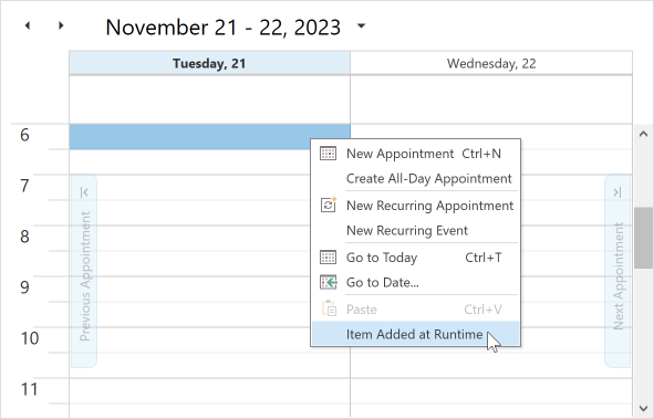 DevExpress WPF示例：Scheduler - 如何处理PopupMenuShowing事件来自定义上下文菜单